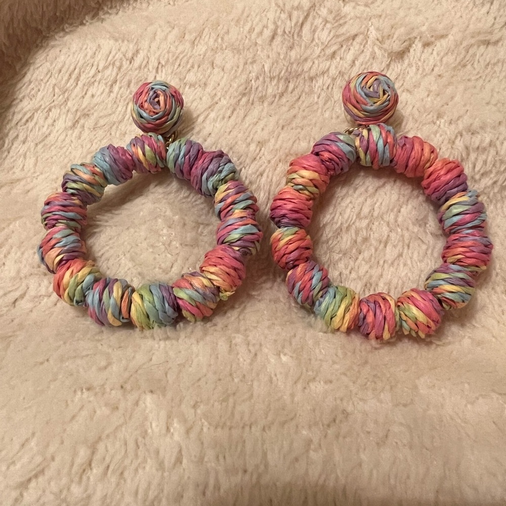 Colorful hoop earrings.